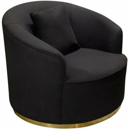 Raven Black Velvet Barrel Chair Gold Trim Club Chairs Sideboards and Things  By Diamond Sofa