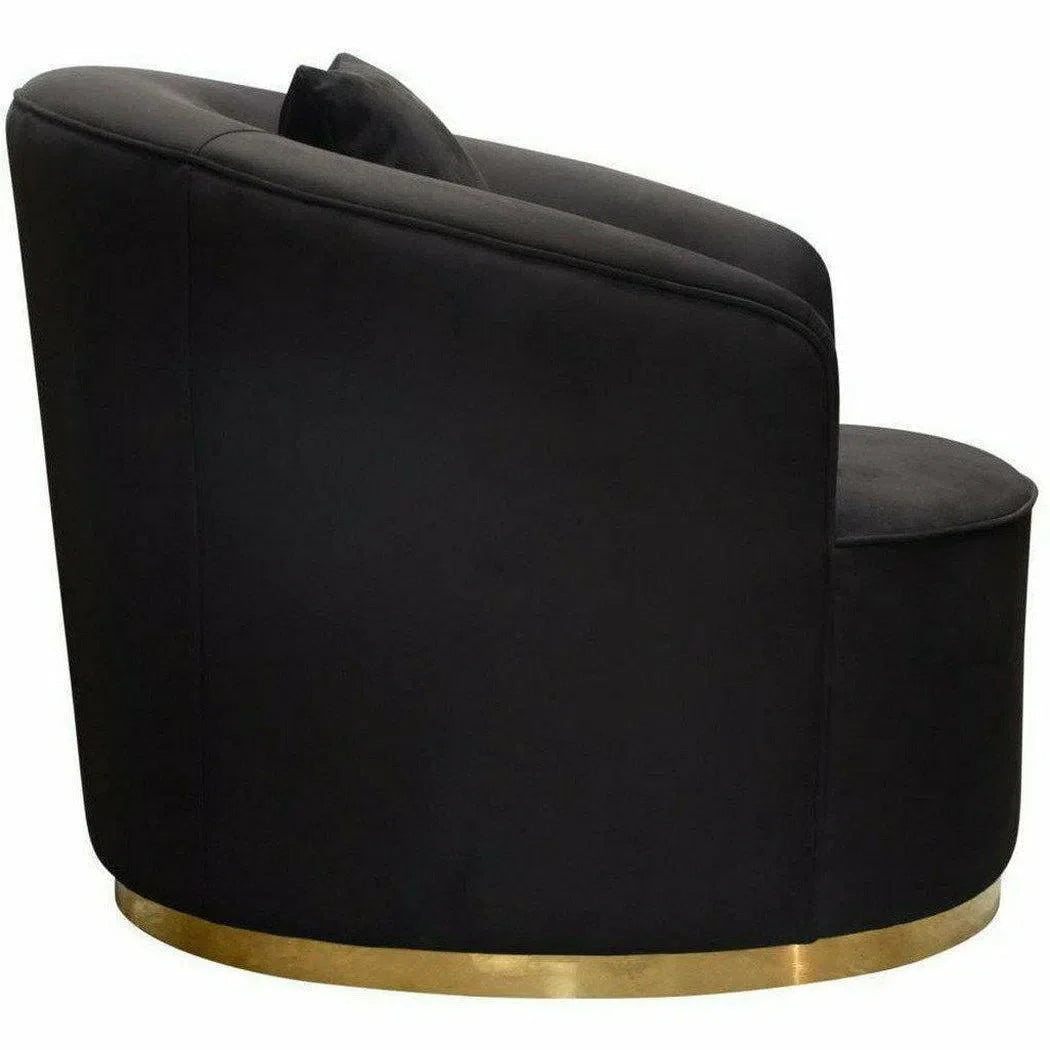 Raven Black Velvet Barrel Chair Gold Trim Club Chairs Sideboards and Things  By Diamond Sofa