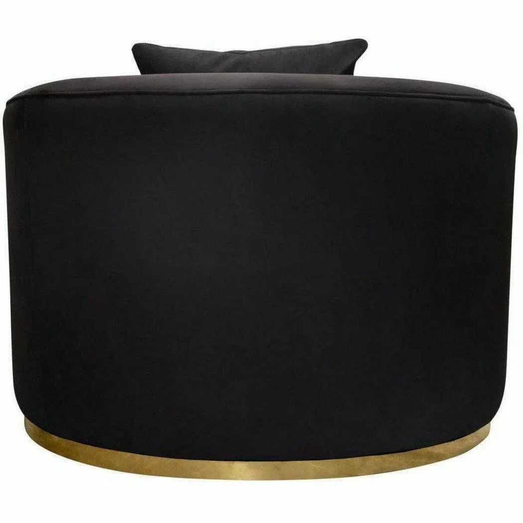 Raven Black Velvet Barrel Chair Gold Trim Club Chairs Sideboards and Things  By Diamond Sofa