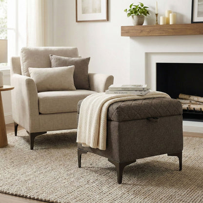 LH Home Reece Fabric Storage Ottoman