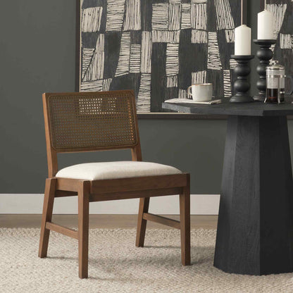 Mercana Reid Cream Fabric Armless Dining Chair 2PC