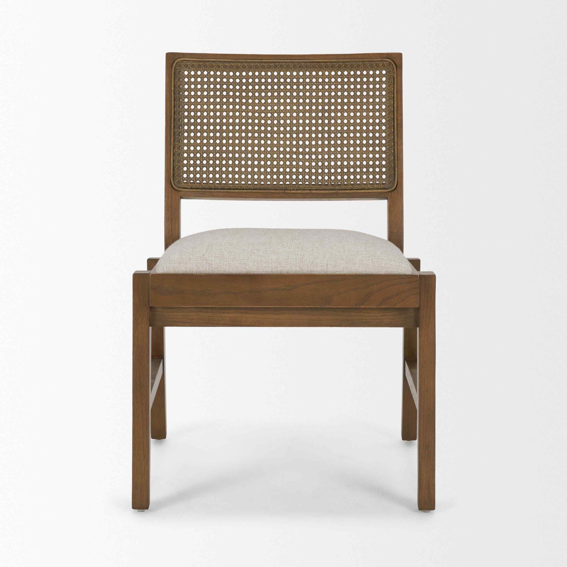 Mercana Reid Cream Fabric Armless Dining Chair 2PC