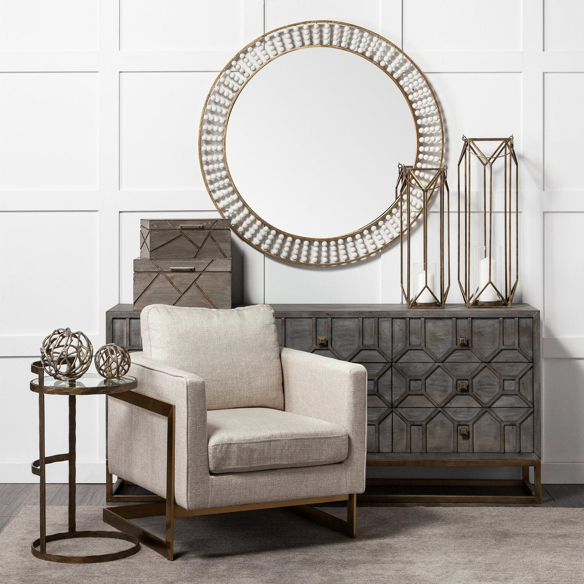 Mercana Reimer Glass Top Round Accent Table