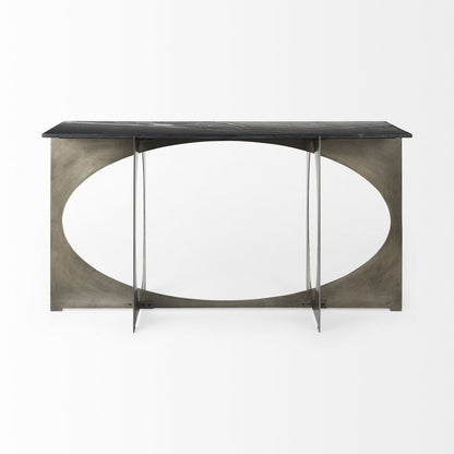 Mercana Reinhold Black Marble Top Rectangular Console Table
