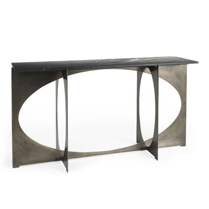 Mercana Reinhold Black Marble Top Rectangular Console Table