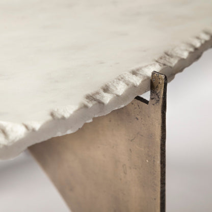 Mercana Reinhold White Marble Top Round Coffee Table