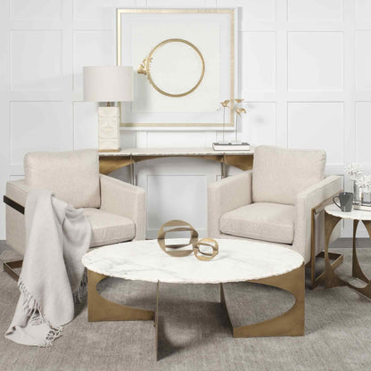 Mercana Reinhold White Marble Top Round Coffee Table