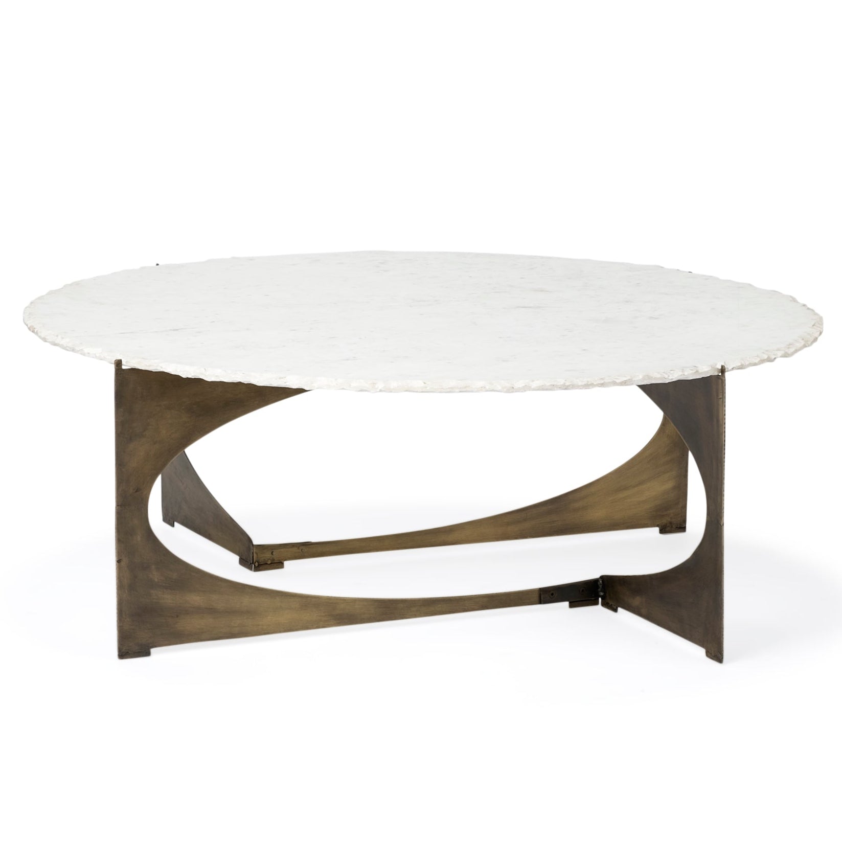 Mercana Reinhold White Marble Top Round Coffee Table