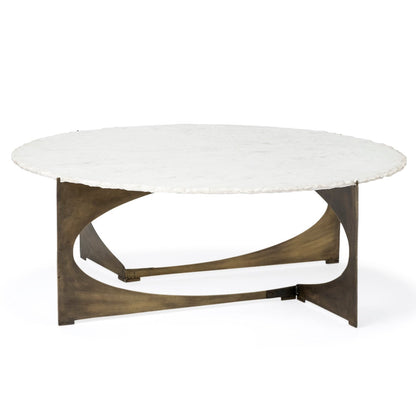 Mercana Reinhold White Marble Top Round Coffee Table