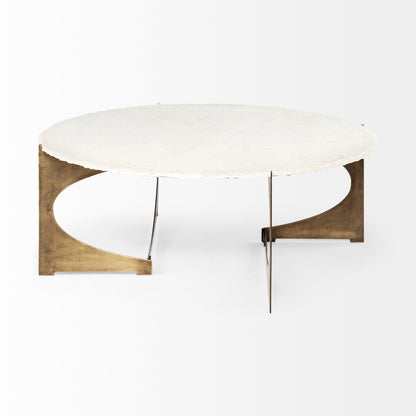 Mercana Reinhold White Marble Top Round Coffee Table