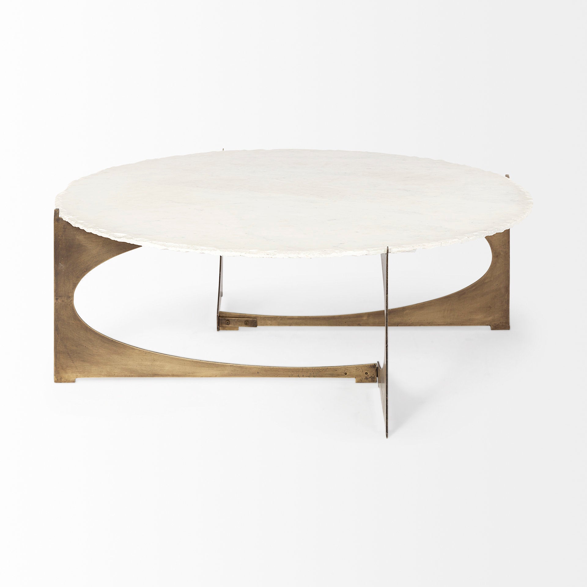 Mercana Reinhold White Marble Top Round Coffee Table