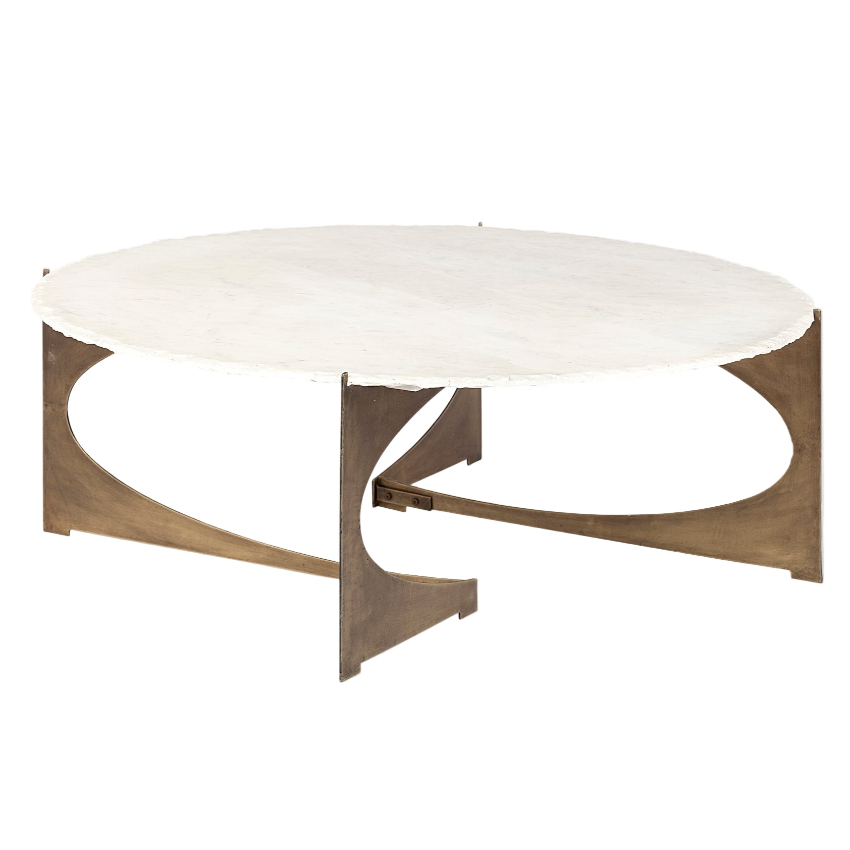 Mercana Reinhold White Marble Top Round Coffee Table