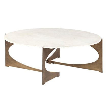 Mercana Reinhold White Marble Top Round Coffee Table