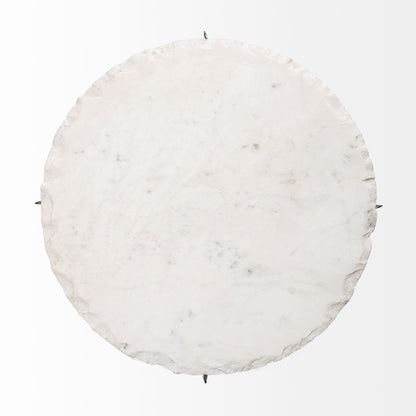 Mercana Reinhold White Marble Top Round Side Table