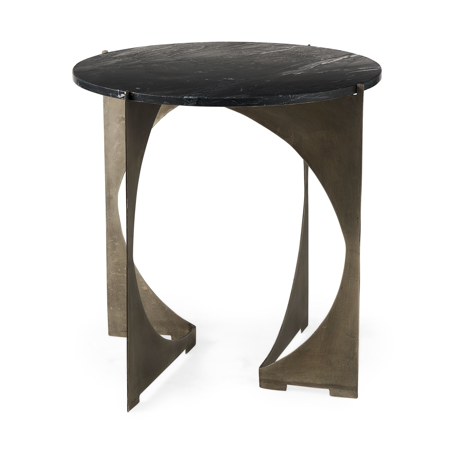 Mercana Reinhold White Marble Top Round Side Table