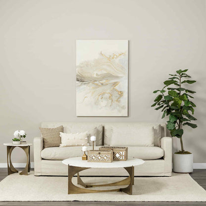 Mercana Reinhold White Marble Top Round Side Table
