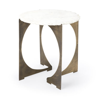 Mercana Reinhold White Marble Top Round Side Table