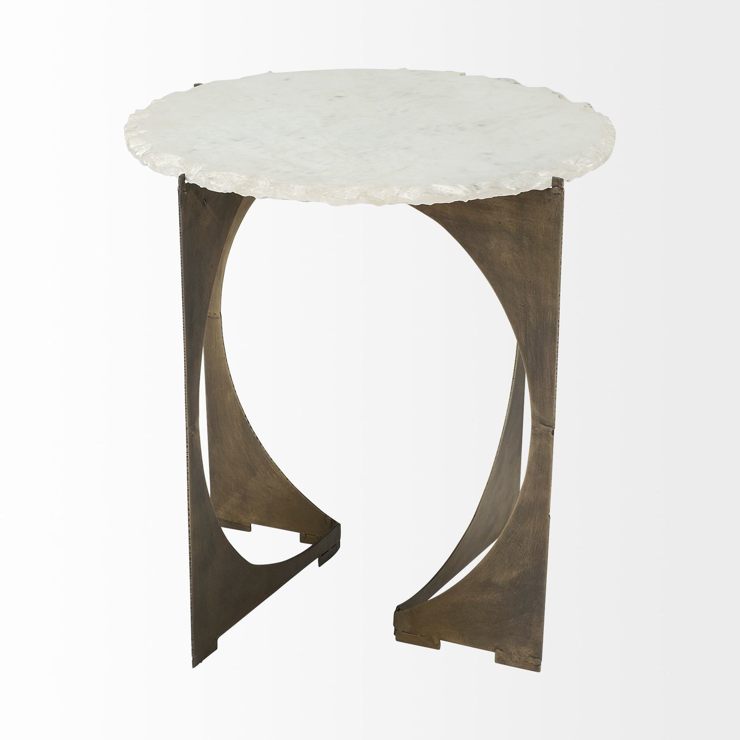 Mercana Reinhold White Marble Top Round Side Table