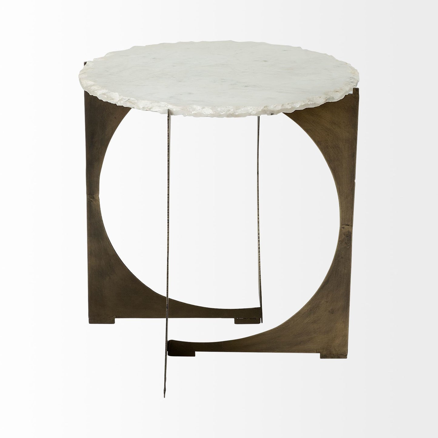 Mercana Reinhold White Marble Top Round Side Table