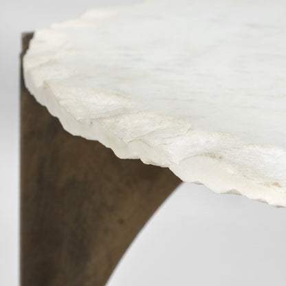 Mercana Reinhold White Marble Top Round Side Table