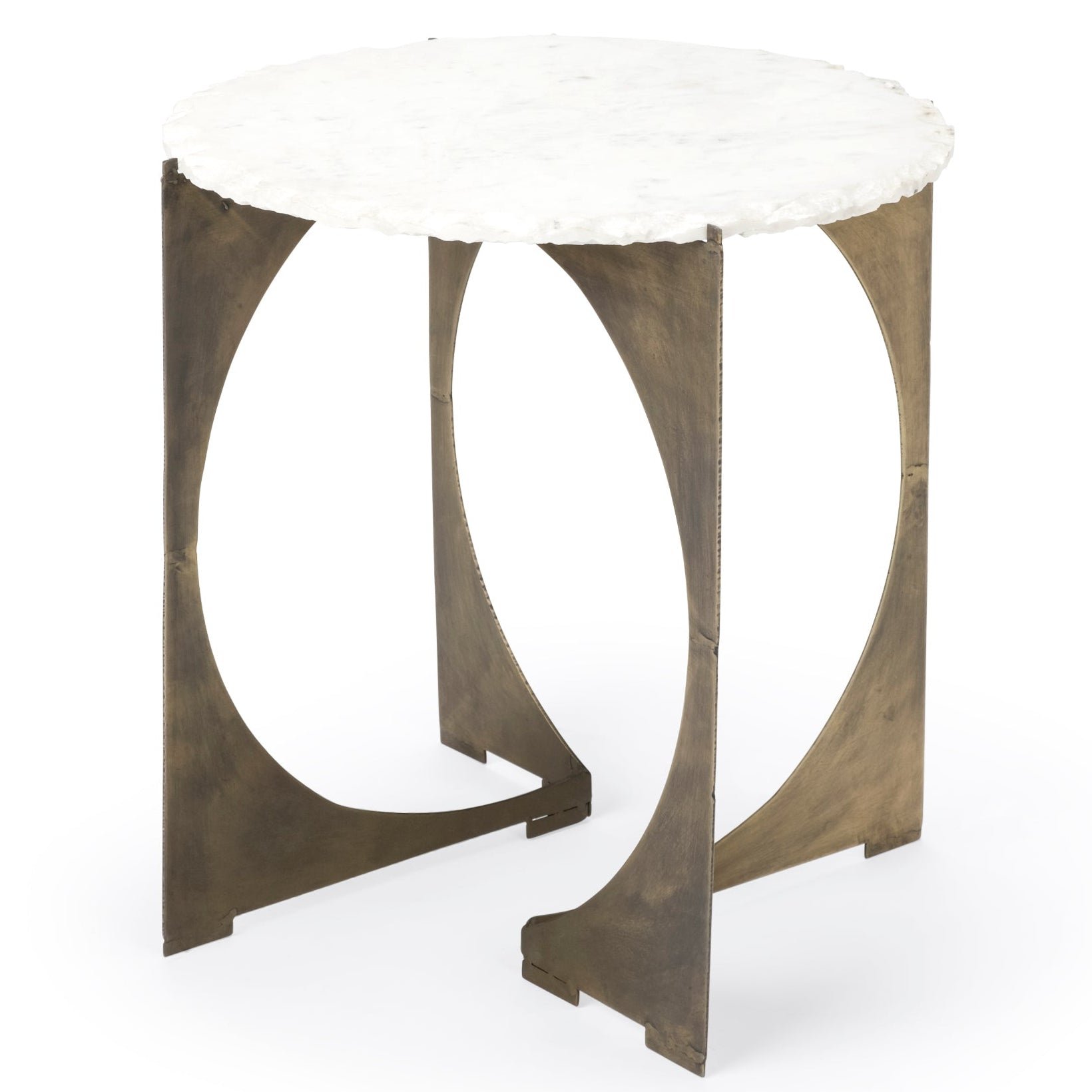 Mercana Reinhold White Marble Top Round Side Table