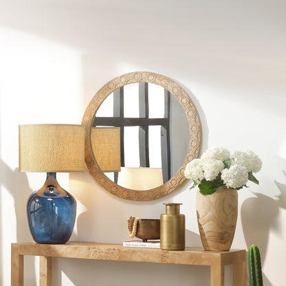 Relief Carved Round Mirror-Wall Mirrors-Jamie Young-Sideboards and Things