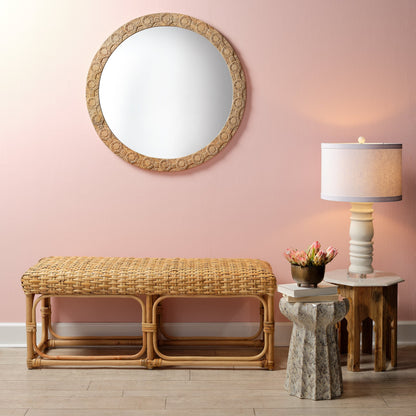 Relief Carved Round Mirror-Wall Mirrors-Jamie Young-Sideboards and Things