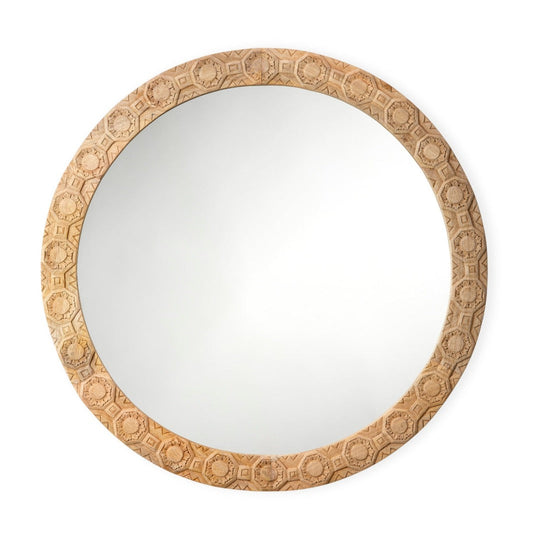 Relief Carved Round Mirror-Wall Mirrors-Jamie Young-Sideboards and Things