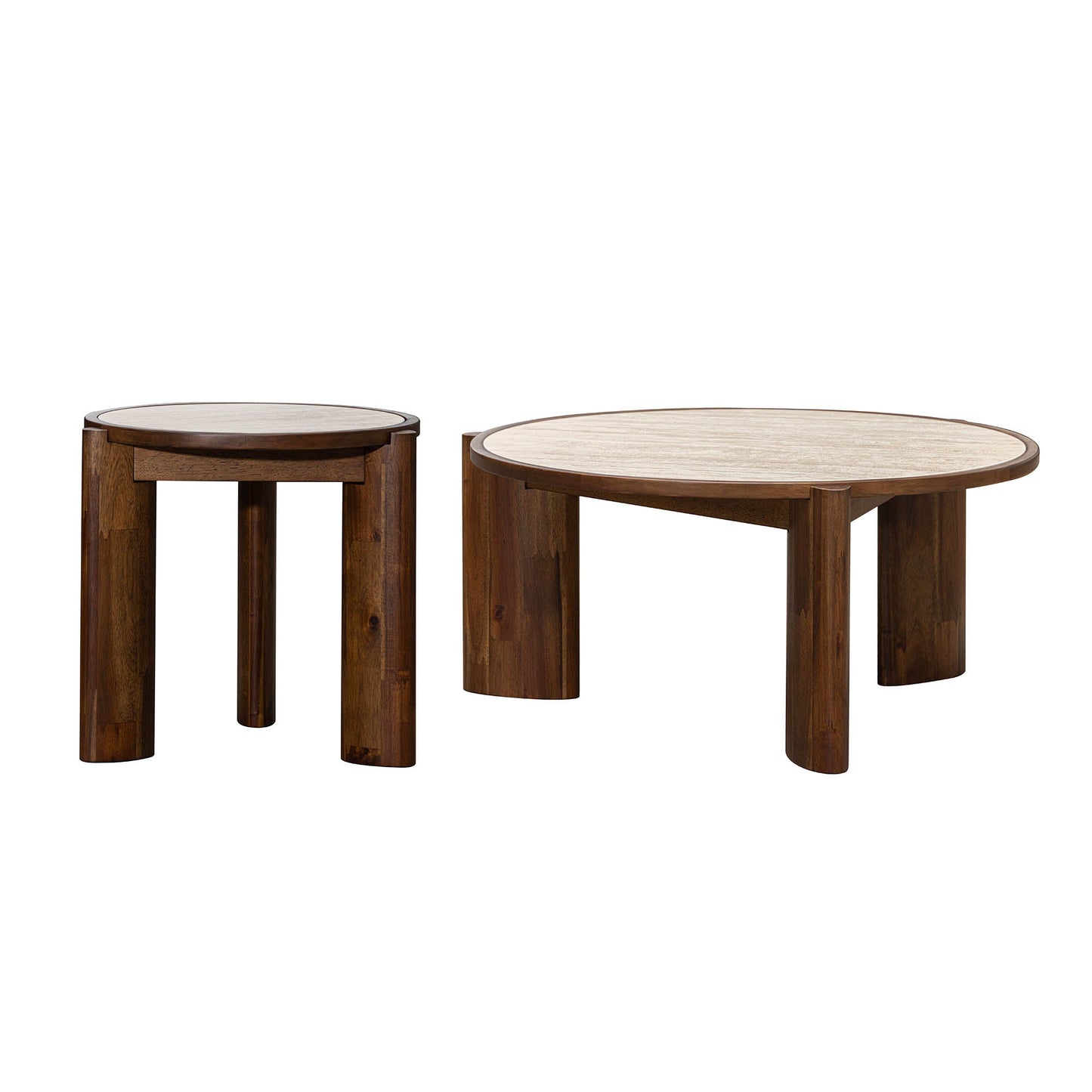 LH Home Remix Travertine Top Round Coffee Table