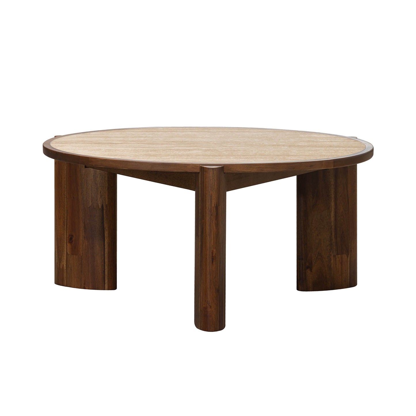 LH Home Remix Travertine Top Round Coffee Table