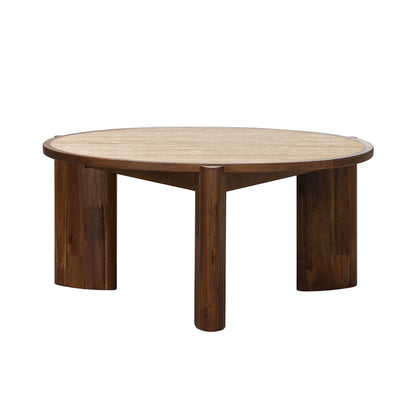 LH Home Remix Travertine Top Round Coffee Table
