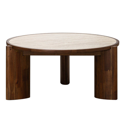 LH Home Remix Travertine Top Round Coffee Table