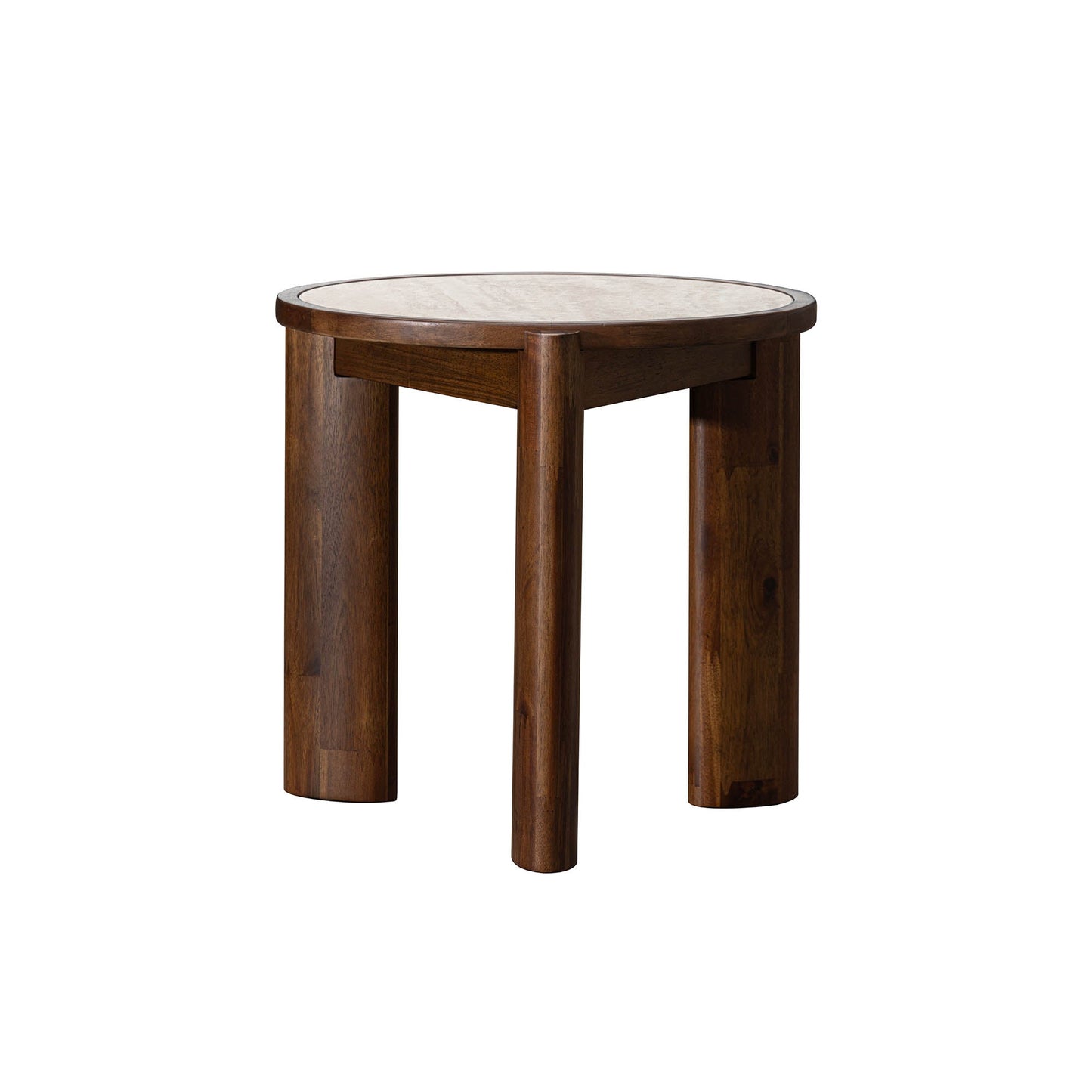 LH Home Remix Travertine Top Round Side Table
