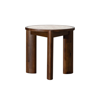 LH Home Remix Travertine Top Round Side Table