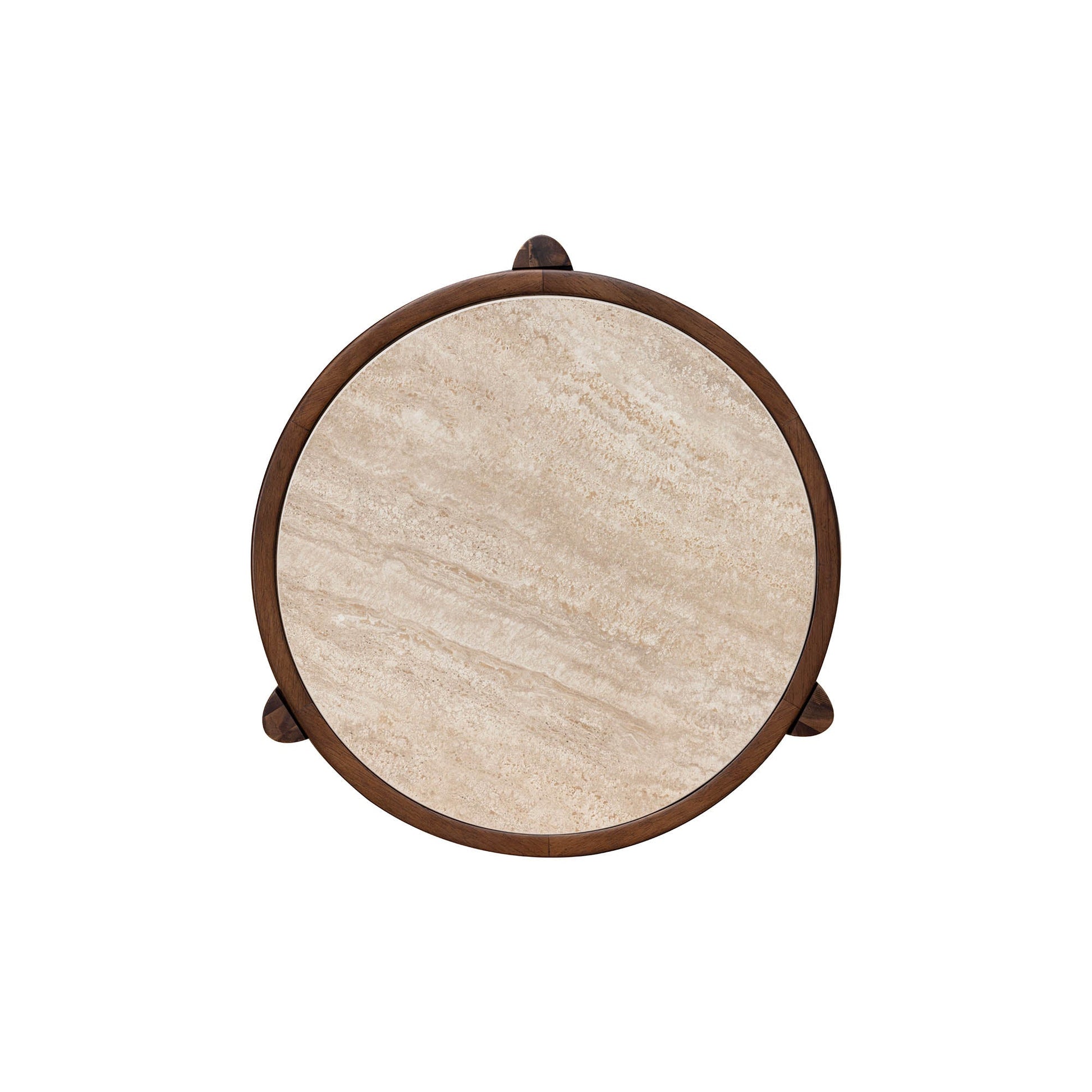 LH Home Remix Travertine Top Round Side Table