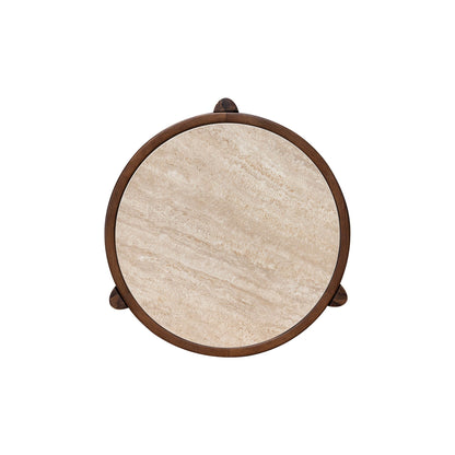 LH Home Remix Travertine Top Round Side Table