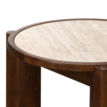 LH Home Remix Travertine Top Round Side Table
