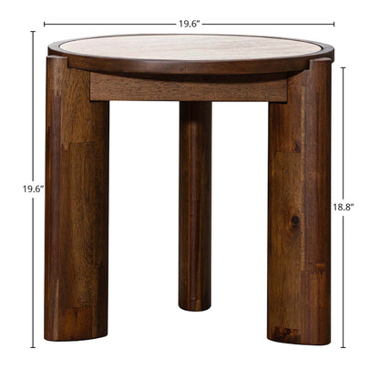 LH Home Remix Travertine Top Round Side Table