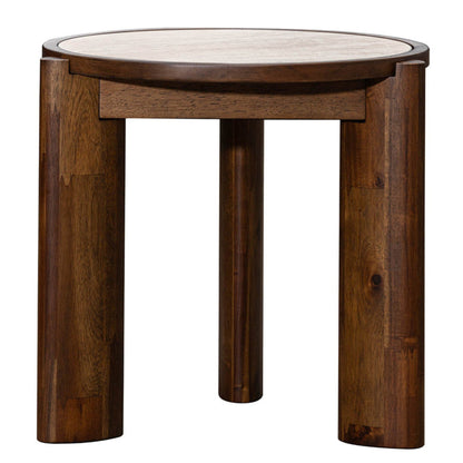 LH Home Remix Travertine Top Round Side Table
