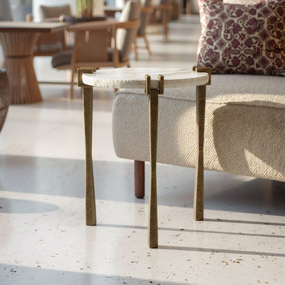 Zuo Modern Rench White Marble Top Side Table