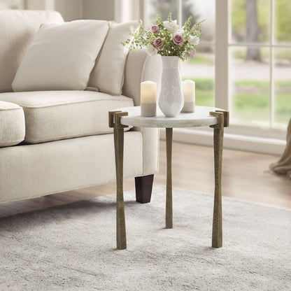 Zuo Modern Rench White Marble Top Side Table