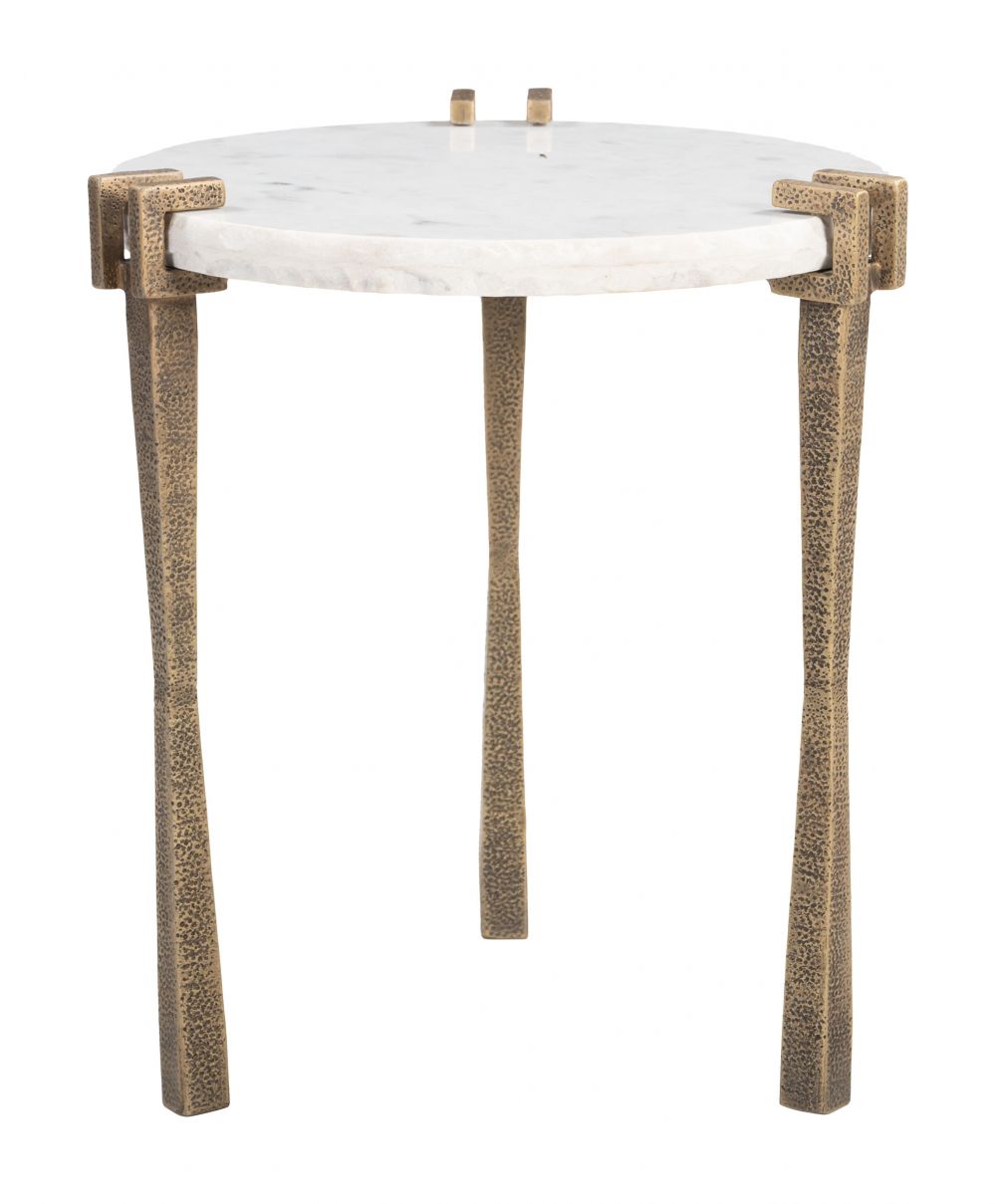 Zuo Modern Rench White Marble Top Side Table