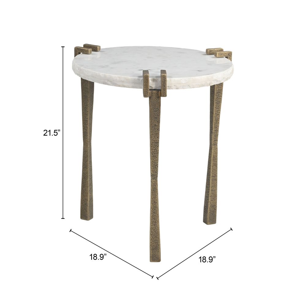 Zuo Modern Rench White Marble Top Side Table
