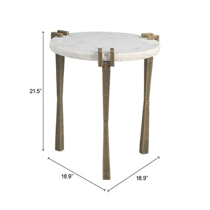 Zuo Modern Rench White Marble Top Side Table