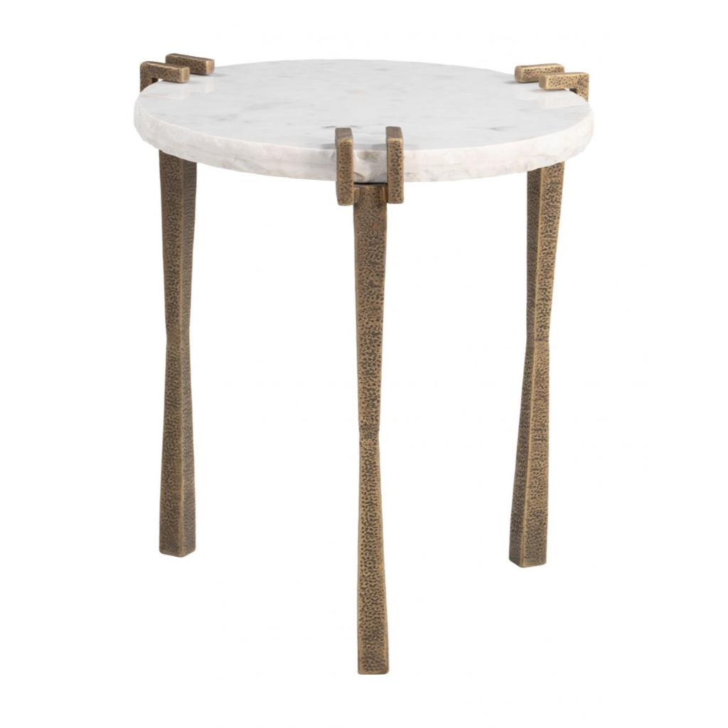 Zuo Modern Rench White Marble Top Side Table