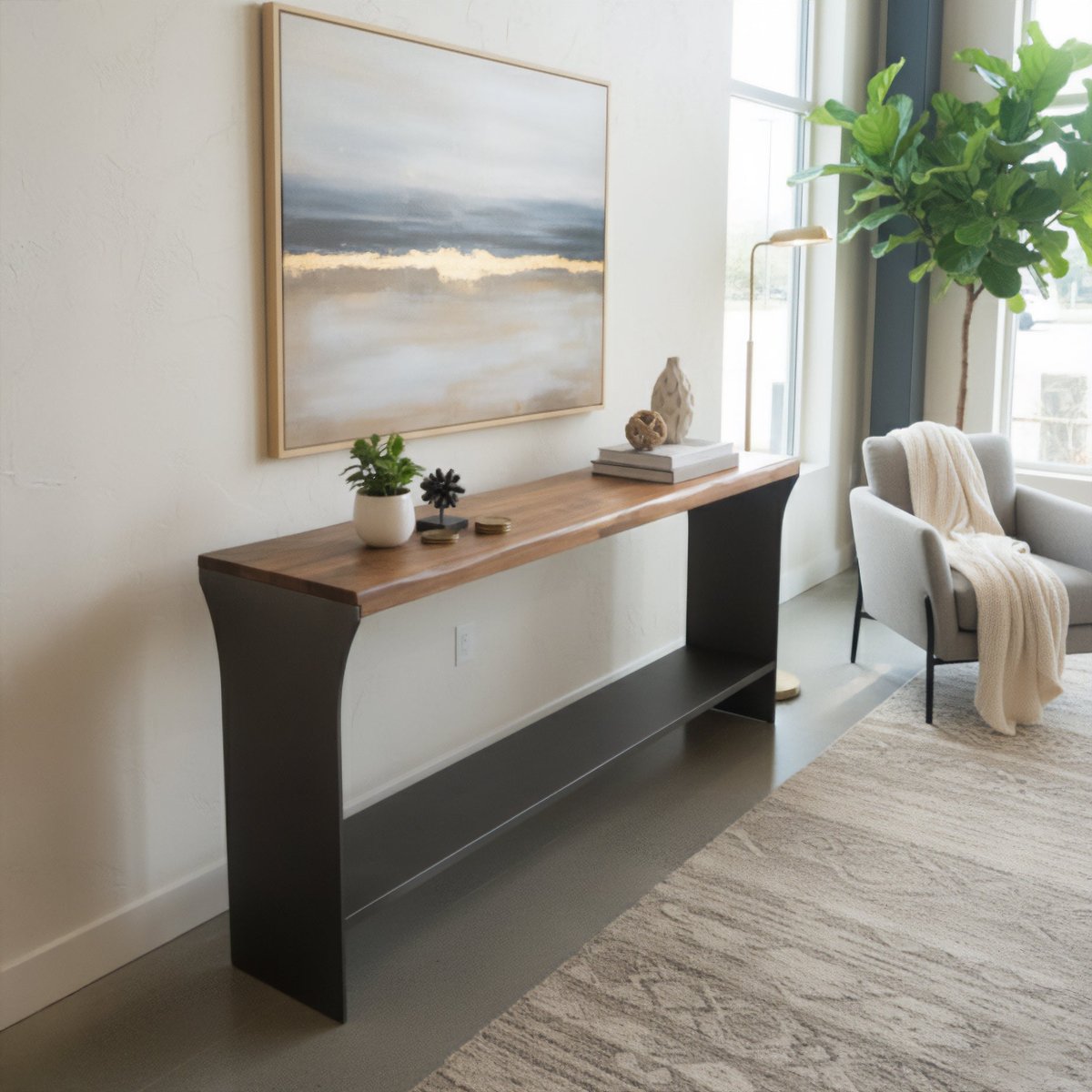 LH Home Restore Wooden Rectangular Console Table