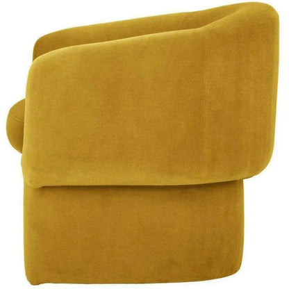 Retro Mustard Velvet Barrel Armchair - LOOMLAN - Moe's Home - Accent Chairs