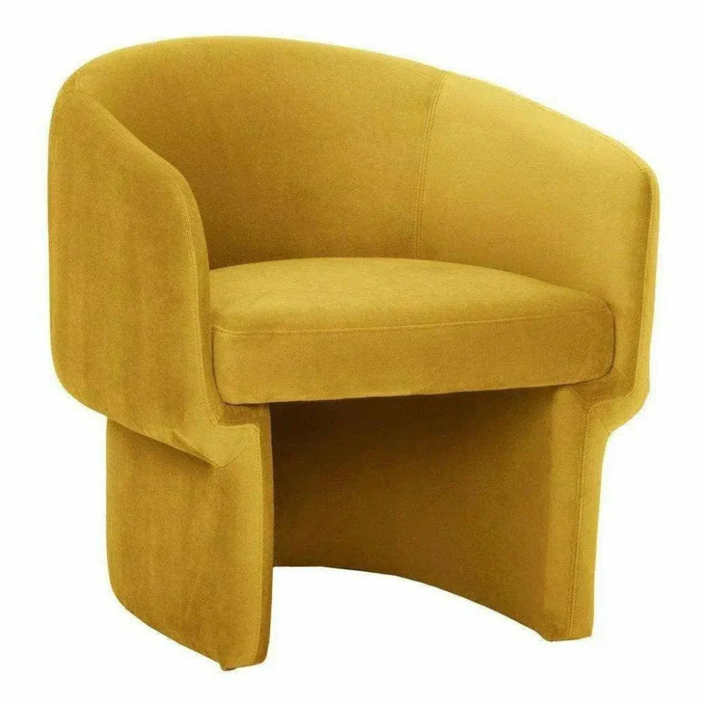 Retro Mustard Velvet Barrel Armchair - LOOMLAN - Moe's Home - Accent Chairs