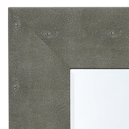 Reversible Grey Faux Shagreen Structure Rectangle Wall Mirror Wall Mirrors Sideboards and Things By Jamie Young