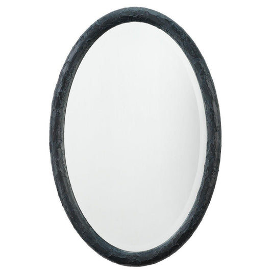 Reversible Position Black Polyresin Ovation Oval Wall Mirror Wall Mirrors Sideboards and Things By Jamie Young